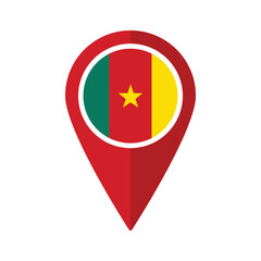 Flag of Cameroon flag on map pinpoint icon isolated red color