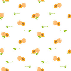 Peaches and leaves vector seamless pattern, background, wallpaper, print, textile, fabric, wrapping paper, packaging design	