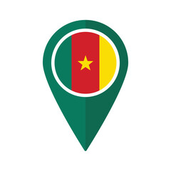 Flag of Cameroon flag on map pinpoint icon isolated green color