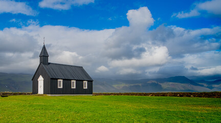 Fototapeta na wymiar Budakirkja black church in Iceland