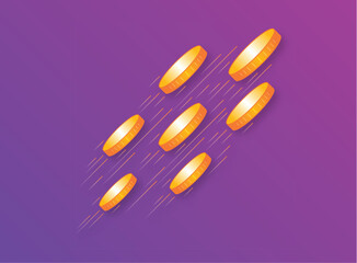 fast coin on purple background. vector coin