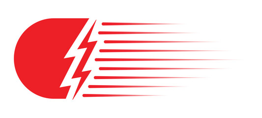 fast lightning bolt symbol on white background