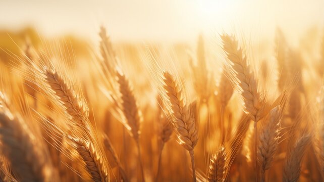 Fields of golden wheat ears of wheat are swaying beautiful image Ai generated image