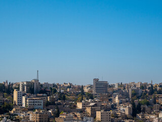 Fototapeta na wymiar Amman towers, buildings and houses, mosque in the capital