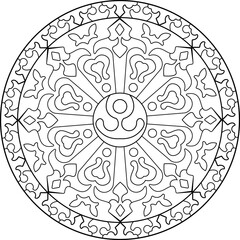 Mandala. Oriental circular pattern for Henna, tattoos, and decorations. Coloring book page. Vector illustration.