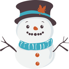 Jolly Snowman Vector - Adorable Clipart for Winter Design