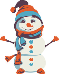 Jolly Snowman Vector - Adorable Clipart for Winter Design