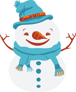 Jolly Snowman Vector - Adorable Clipart for Winter Design