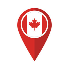 Flag of Canada flag on map pinpoint icon isolated red color