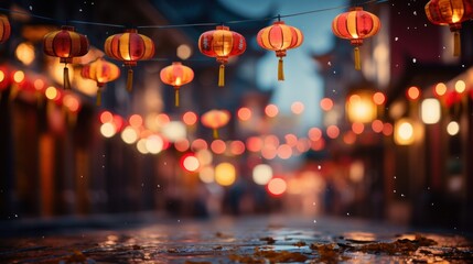 Obraz na płótnie Canvas Chinese lanterns on the street at night in Shanghai,China