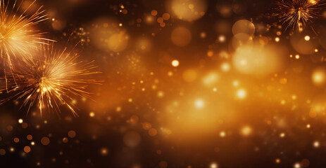 Fototapeta na wymiar abstract golden Christmas background with fireworks