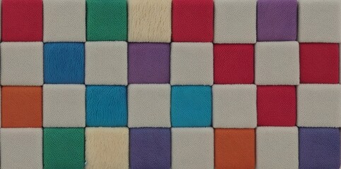 Fototapeta premium Color wool blocks aligned background. AI generated illustration