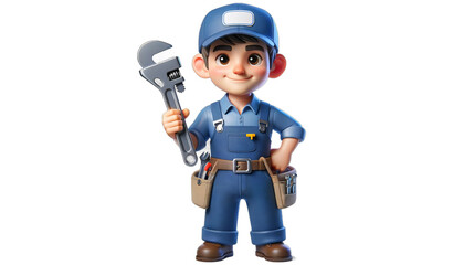 Expert Plumber in Uniform with Toolbox and Wrench for Plumbing Repair and Maintenance Services