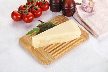 Piece Italian hard parmesan cheese