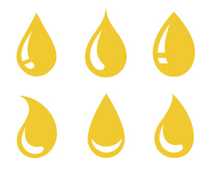 oil yellow drops and droplet set icons
