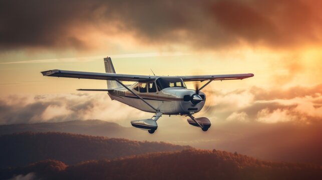 Skyward Bound - Cessna Aircraft at Sunset - Powered by Adobe