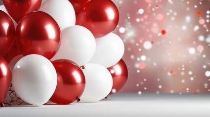 Obraz premium Holiday background with red and white balloons