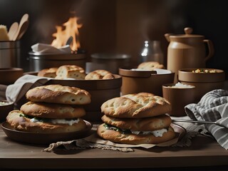 Capture the essence of Bannock in a mouthwatering food photography shot Generative AI