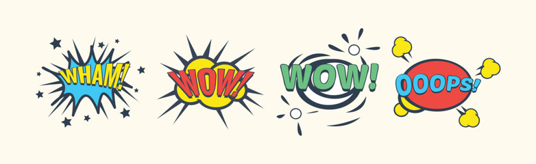 Comic Sound Effects in Pop Art Style Vector Set