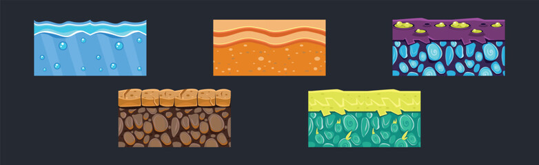 Ground Textures for Game Platform Colorful Vector Set