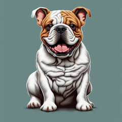 t-shirt graphic design art, flat illustration of a cute bulldog frances, colorful tones, highly detailed cleaning, vector image, photorealistic masterpiece, professional photography, plain white backg