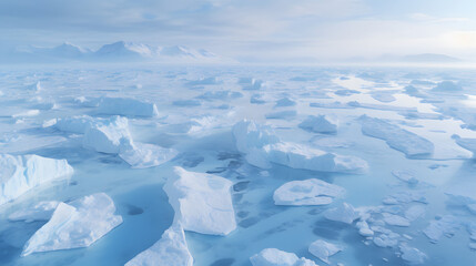 Fototapeta na wymiar Aerial view of melting Arctic ice caps