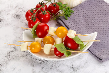 Italian caprese salad kebab stick