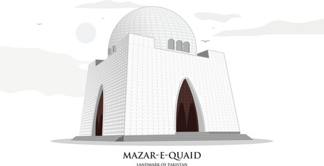 Karachi monument, tomb of jinnah detailed illustration karachi landmark
