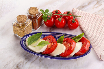 Italian caprese salad with mozzarella