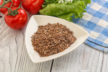 Dry Raw flax seed in the bowl