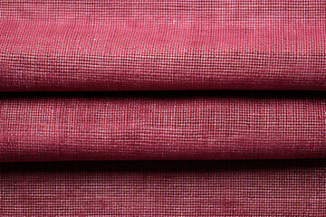 Folded red linen fabric with visible texture
