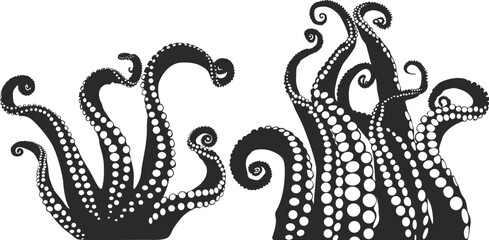 Octopus tentacles silhouette, Octopus tentacles SVG, Tentacles silhouette, Tentacle SVG, Tentacles clipart, Tentacles vector, Sea monster drawing.