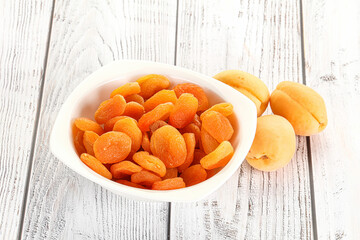 Dried apricot heap in the bowl
