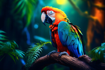 Close up of colorful parrot portrait