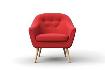 Red chair on white background - obrazy, fototapety, plakaty