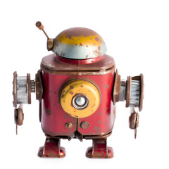 Fototapeta premium Simple funny retro robot on white background