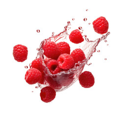 Falling Raspberry isolated on transparent background