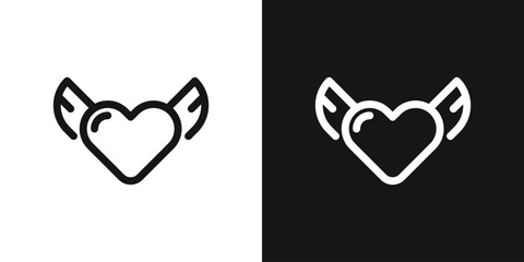 Inspired heart vector icon. Heart and wings up outline sign