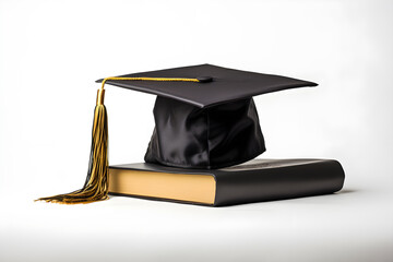 Graduation student black hat isolated on white background