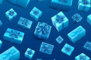 Pattern of blue christmas boxes