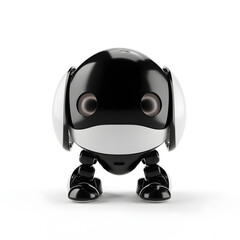 Modern black robot on white background