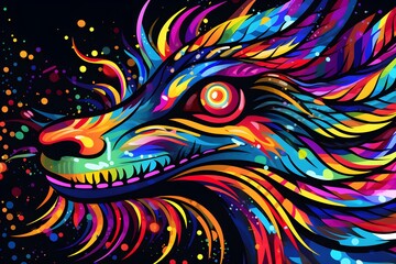 Bright colorful dragon, christmas background of 2024 new year symbol