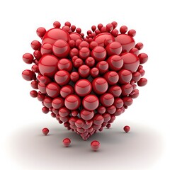 3d red heart made of balls shapes
