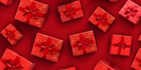 Pattern of red christmas boxes