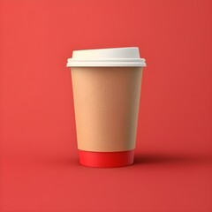 Coffee plastic red cup empty mockup template