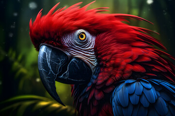 Close up of colorful parrot portrait