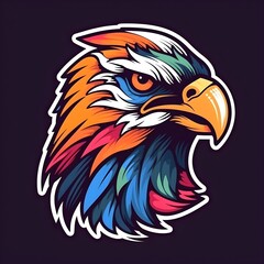 Eagle head mascot in bright vivid colors