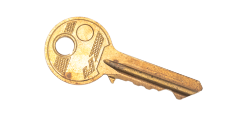 Vintage gold key isolated on no background transparent png