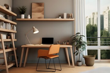 Interior of modern workplace at home.