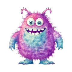 Cute Watercolor Monster . Monster Clipart. Monster Element. Watercolor Monster Illustration.
